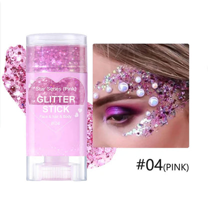 Patriotic Red White and Blue Body Glitter Stick