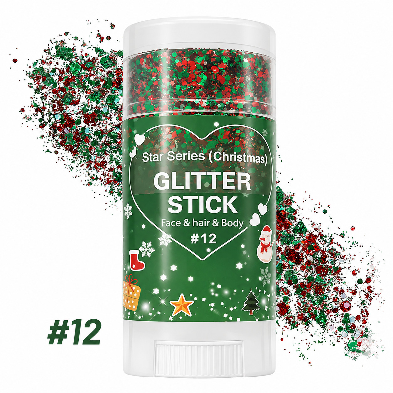 Patriotic Red White and Blue Body Glitter Stick