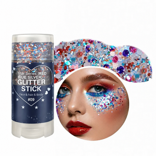 Patriotic Red White and Blue Body Glitter Stick