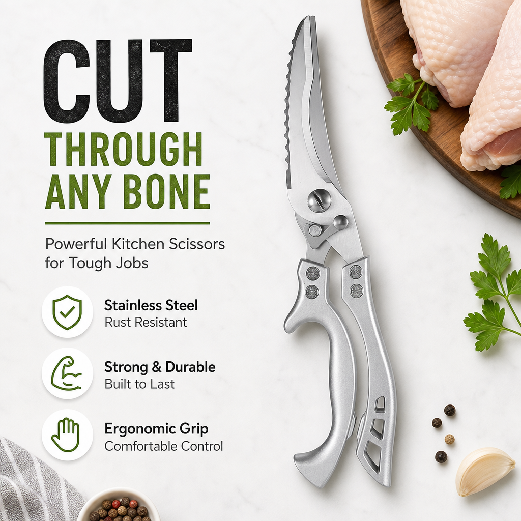 All-in-One Heavy-Duty Powerful Kitchen Scissors – Meat, Seafood, Veggies