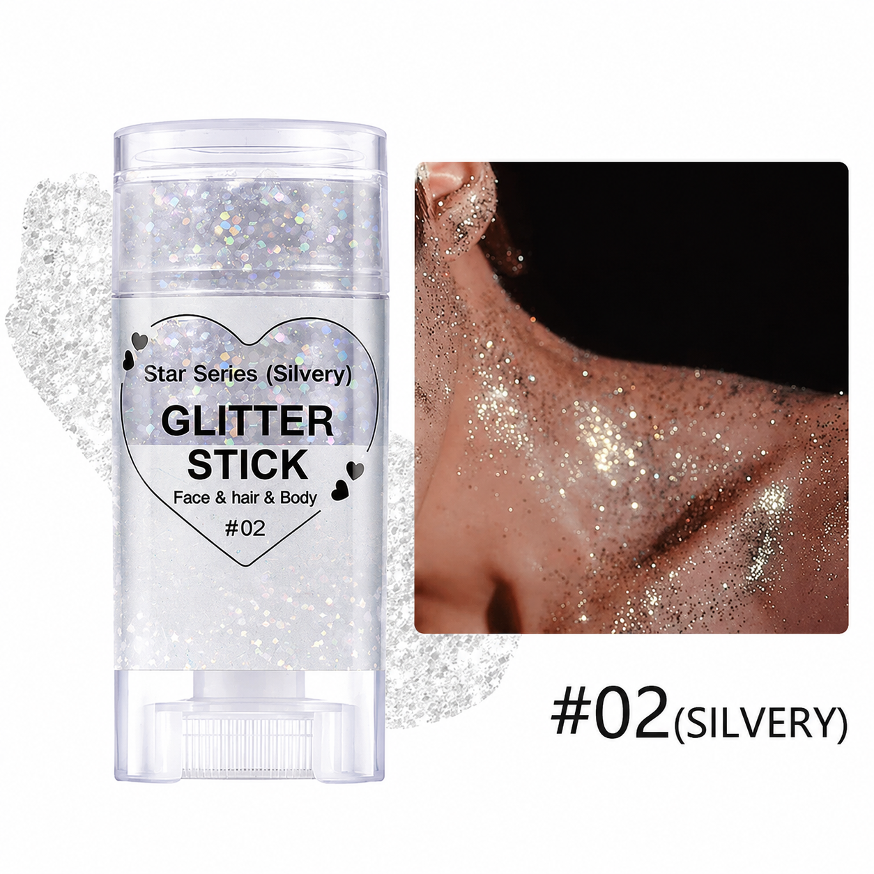 Patriotic Red White and Blue Body Glitter Stick