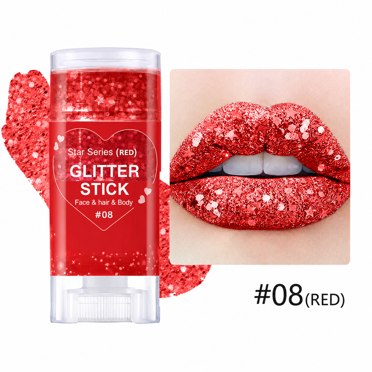 Patriotic Red White and Blue Body Glitter Stick