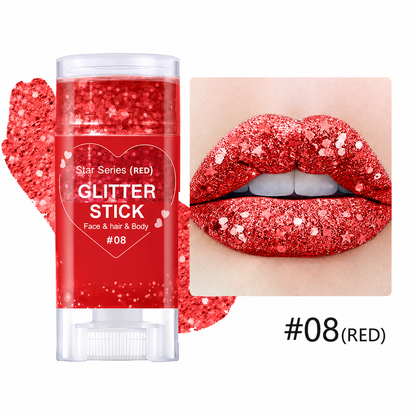 Patriotic Red White and Blue Body Glitter Stick