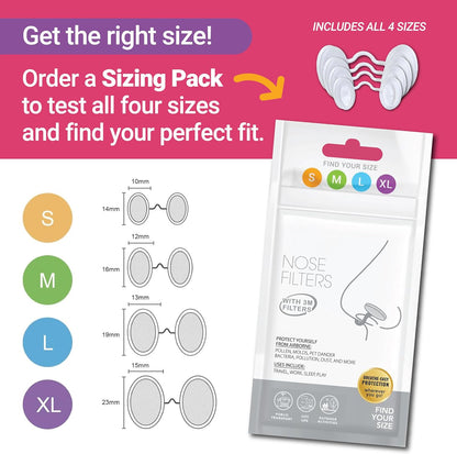 Nose Filters with 3M Filtration (Trial Pack 4 Sizes)
