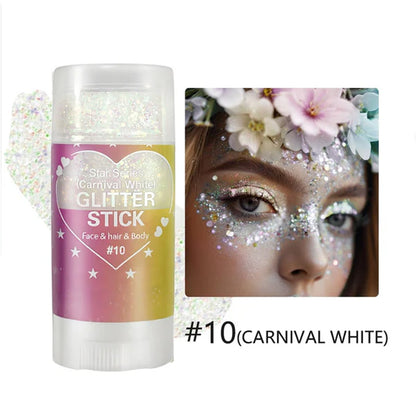 Patriotic Red White and Blue Body Glitter Stick