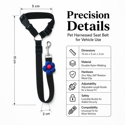 Pet Harnessed Seat Belt for Vehicle Use