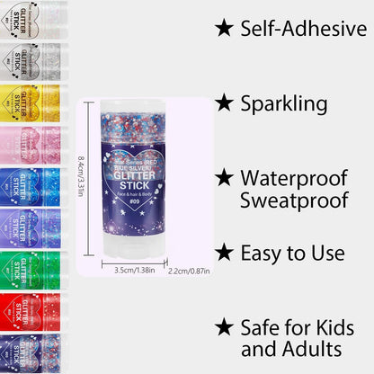 Patriotic Red White and Blue Body Glitter Stick